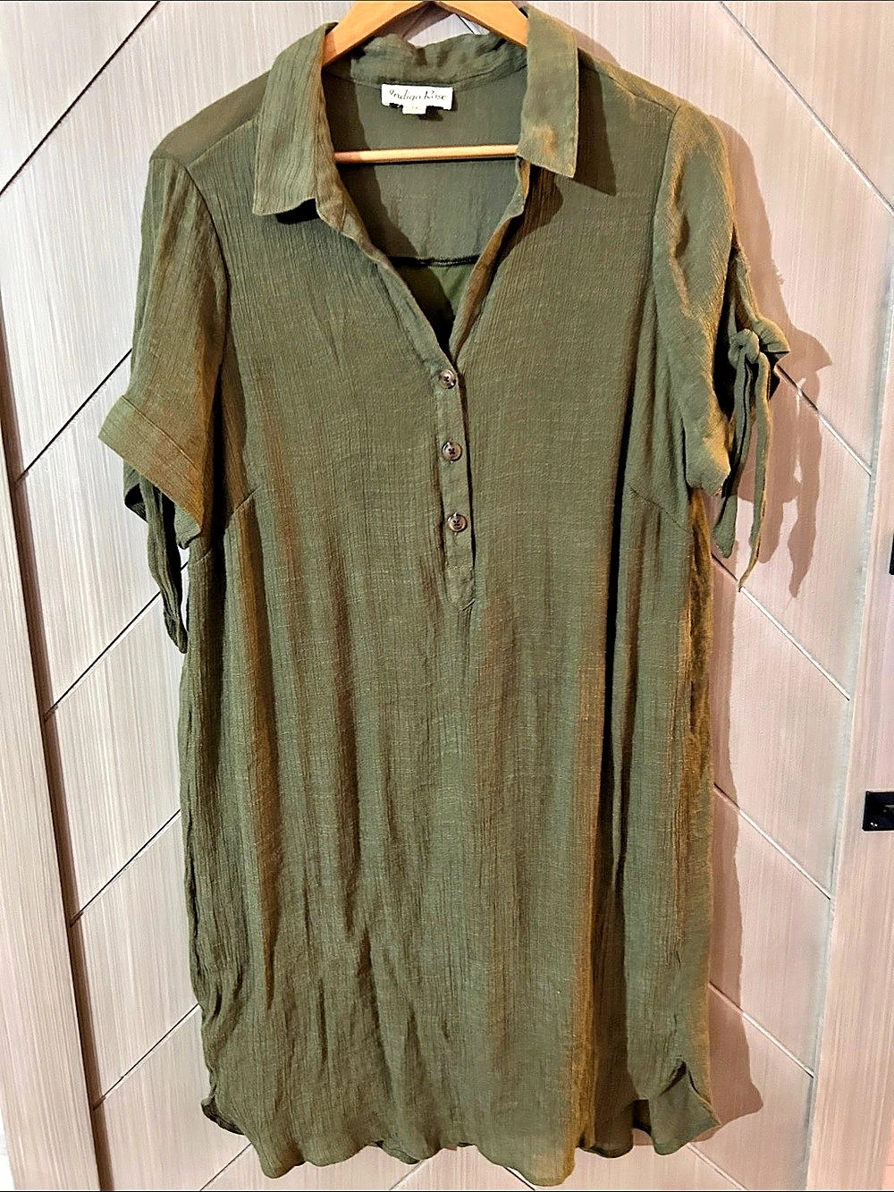 Indigo Rose Olive Button Front Dress Size 1X